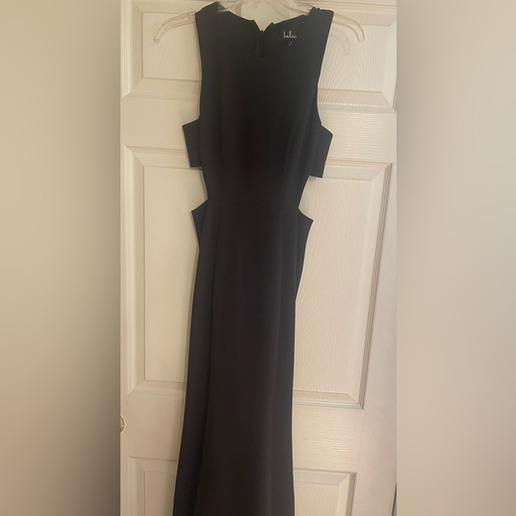 Lulu's Maxi Dress Black Cutout Mermaid Long Cocktail Formal Prom Evening Gown - Picture 4 of 7